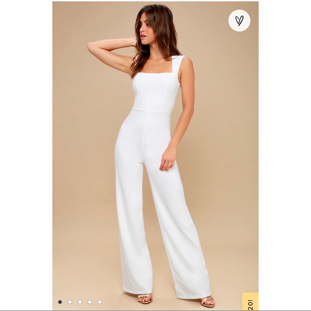 Lulu’s Enticing Endeavors White Jumpsuit Size Small
